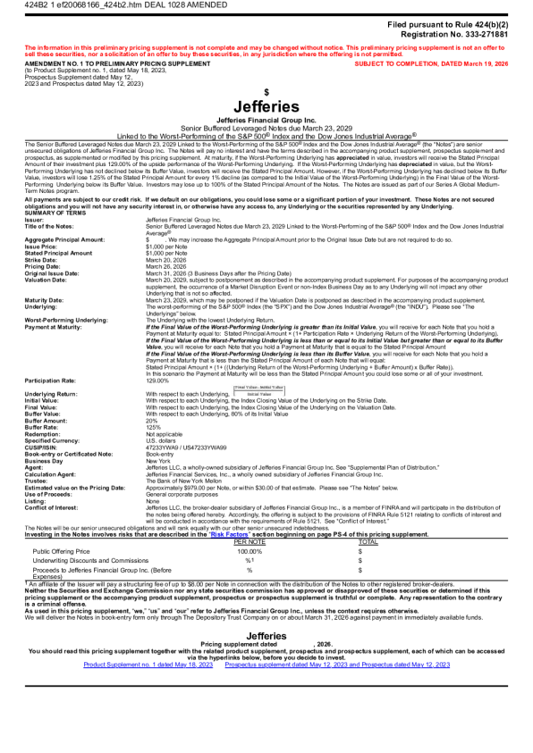 Jefferies Financial Group Inc. 美股招股说明书（2026年3月19日版）