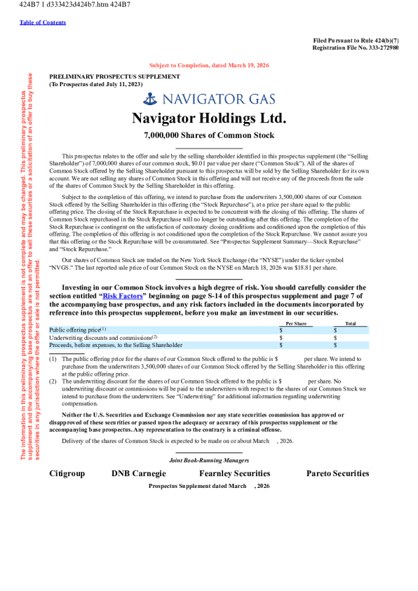 navigator holdings limited us ipo prospectus (march 19, 2026 version)