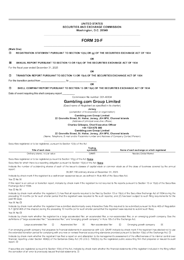 Gamb 2026年年度报告和过渡报告