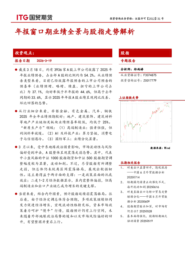 股指专题报告:年报窗口期业绩全景与股指走势解析