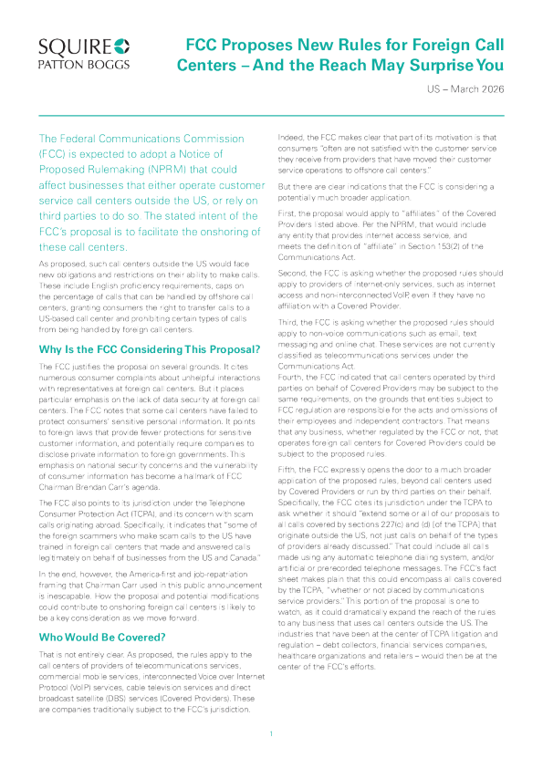 美国联邦通信委员会为外国呼叫中心提出新规则——覆盖范围可能会让你感到惊讶