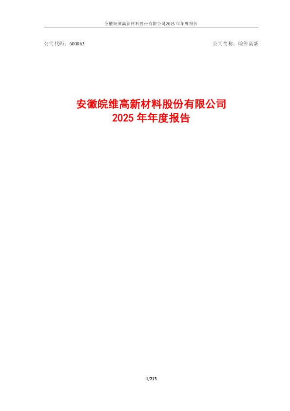 皖维高新：皖维高新2025年年度报告