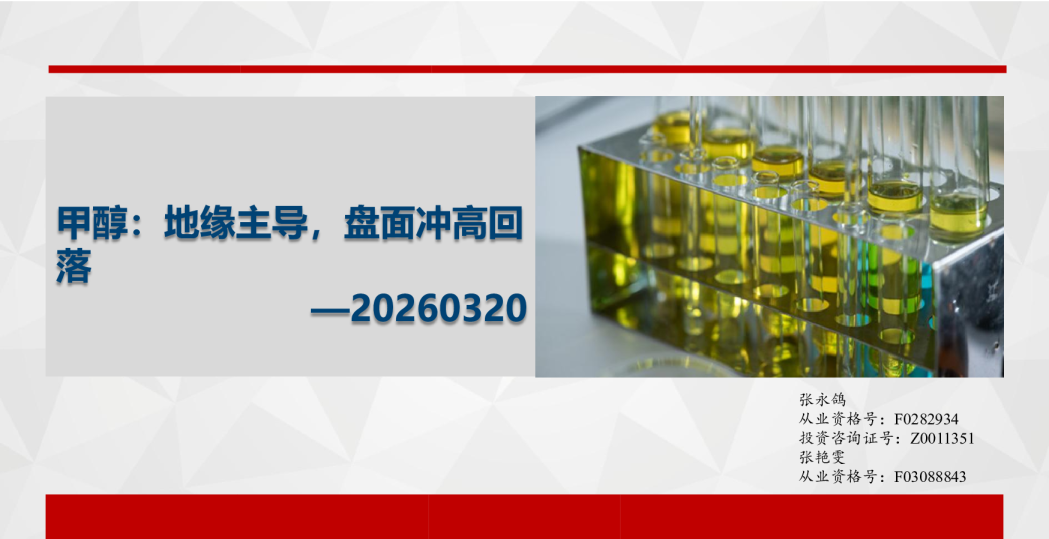 甲醇:地缘主导,盘面冲高回落