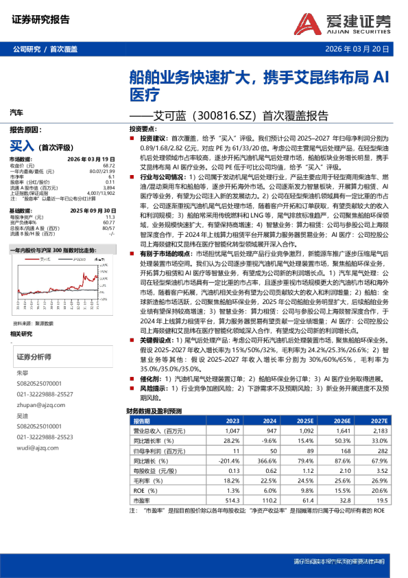 船舶业务快速扩大,携手艾昆纬布局AI医疗