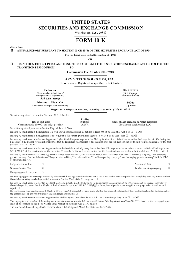 Aeva Technologies Inc 2025年度报告