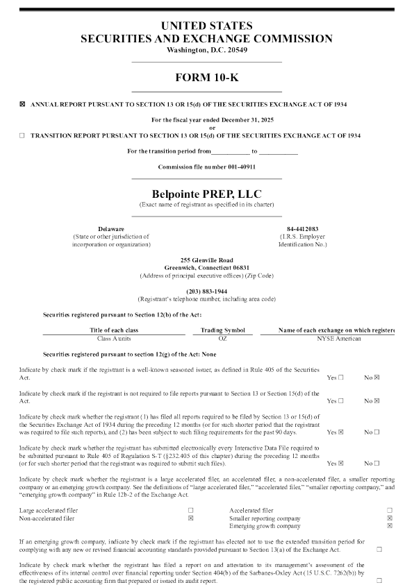 Belpointe PREP LLC Unit-A 2025年度报告