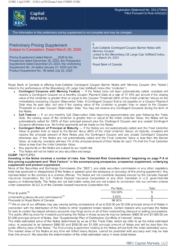加拿大皇家银行美股招股说明书(2026-03-20版)