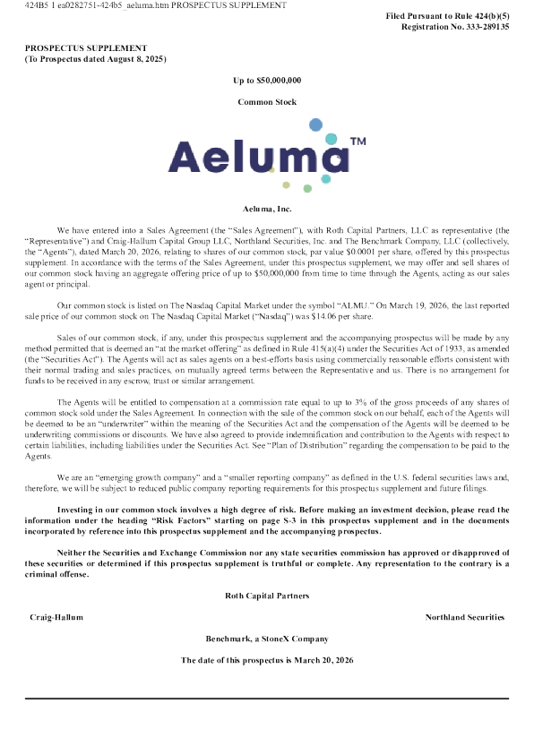 Aeluma Inc美股招股说明书(2026-03-20版)