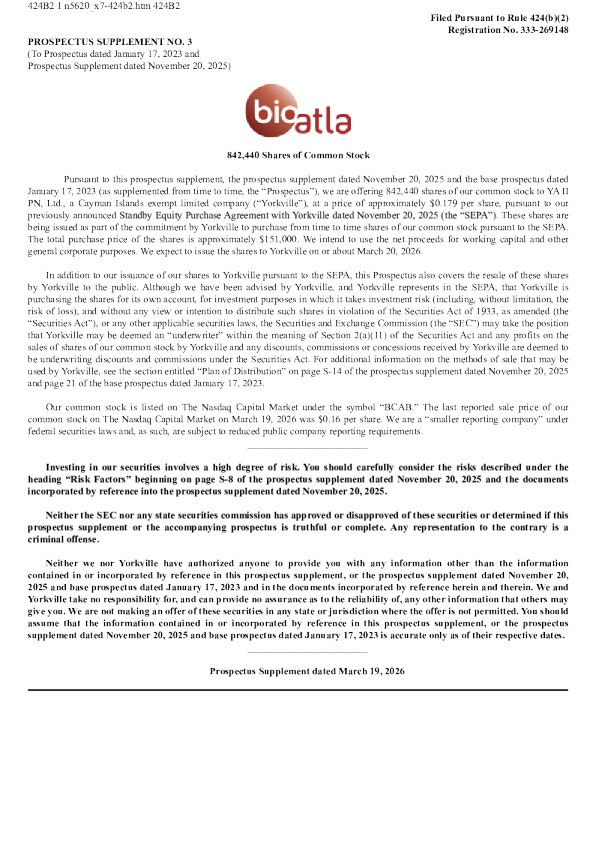 BioAtla Inc美股招股说明书(2026-03-20版)