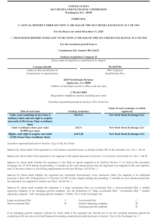 Jackson Acquisition Co II-A 2025年度报告