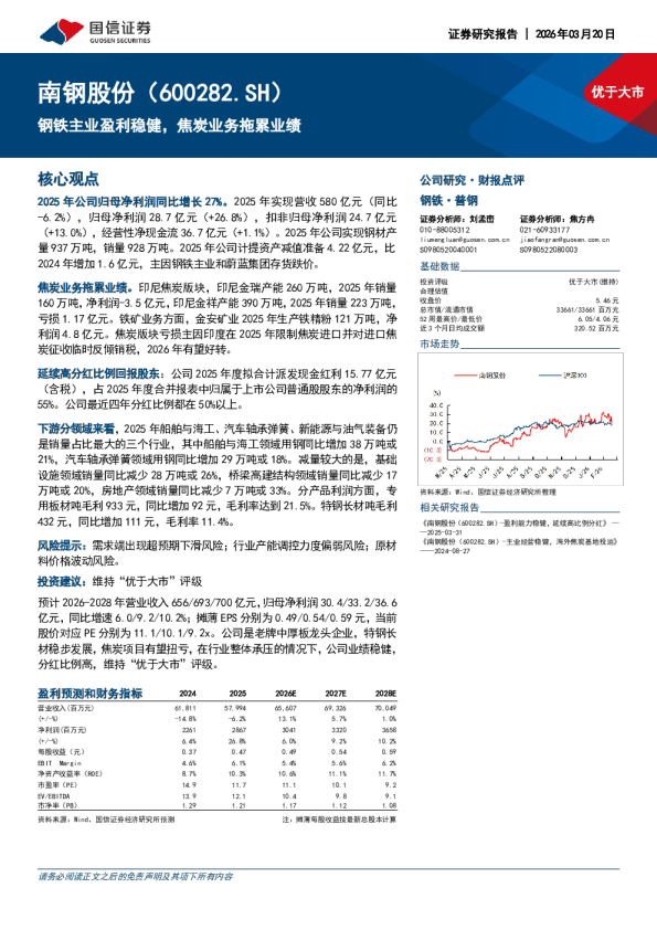 钢铁主业盈利稳健，焦炭业务拖累业绩