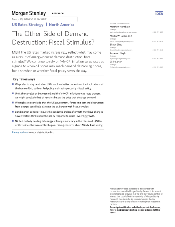 美国利率策略（北美）：需求破坏的另一面：财政刺激？