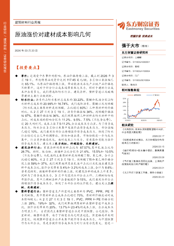 原油涨价对建材成本影响几何