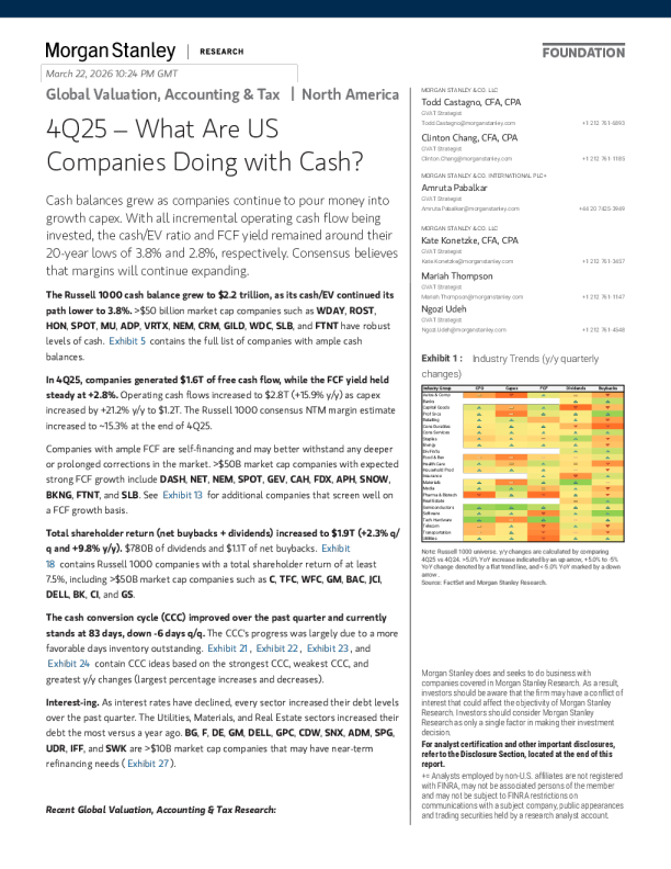 2025年第四季度：美国公司如何处置现金？