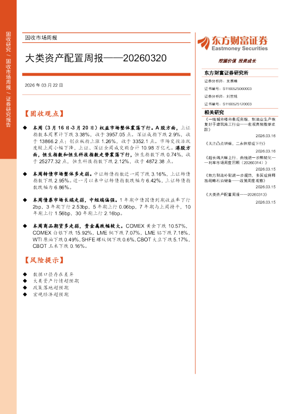 大类资产配置周报20260320