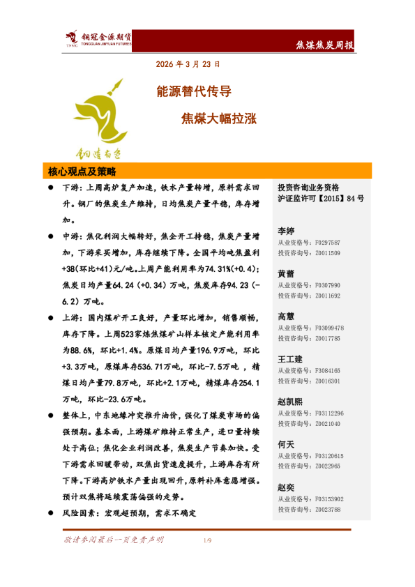 焦煤焦炭周报：能源替代传导 焦煤大幅拉涨