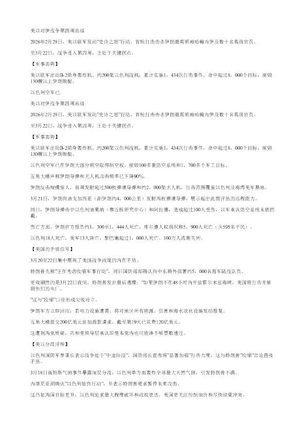 美以对伊战争第四周总结2026年2月28日美以联军发动史诗