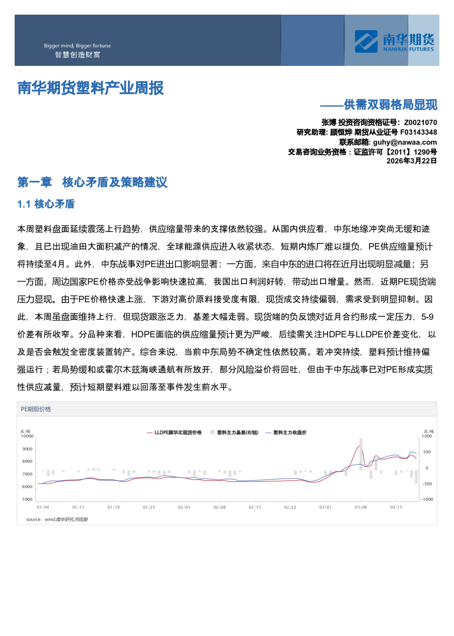 南华期货塑料产业周报：供需双弱格局显现