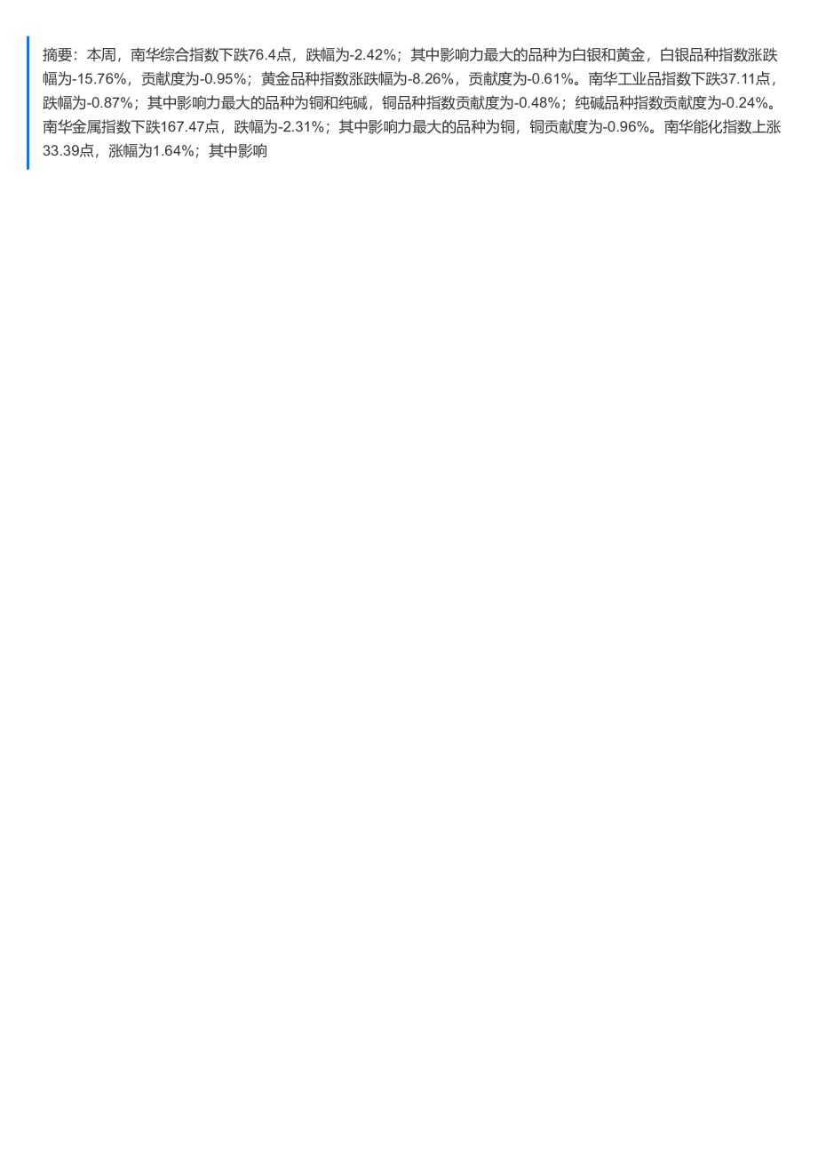 南华商品指数周报