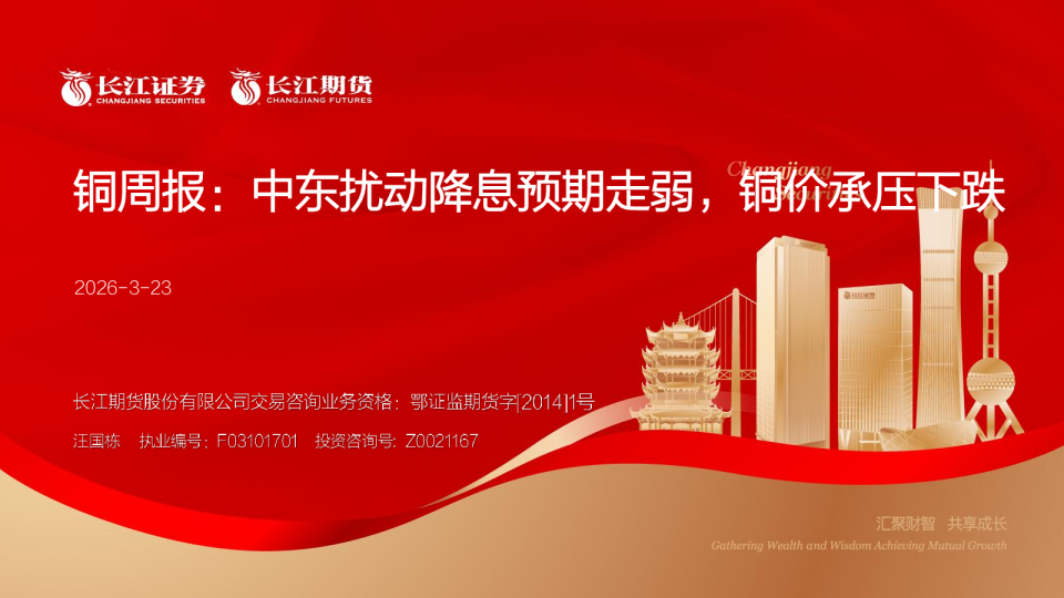 铜周报：中东扰动降息预期走弱，铜价承压下跌