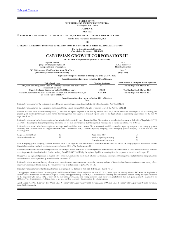 Cartesian Growth Corp III-A 2025年度报告