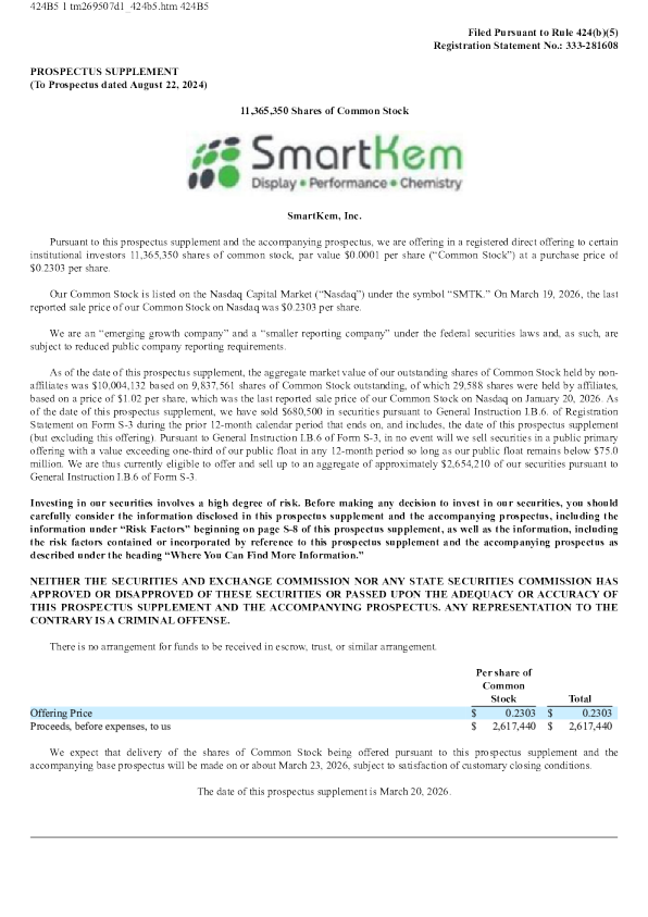 SmartKem Inc美股招股说明书(2026-03-23版)