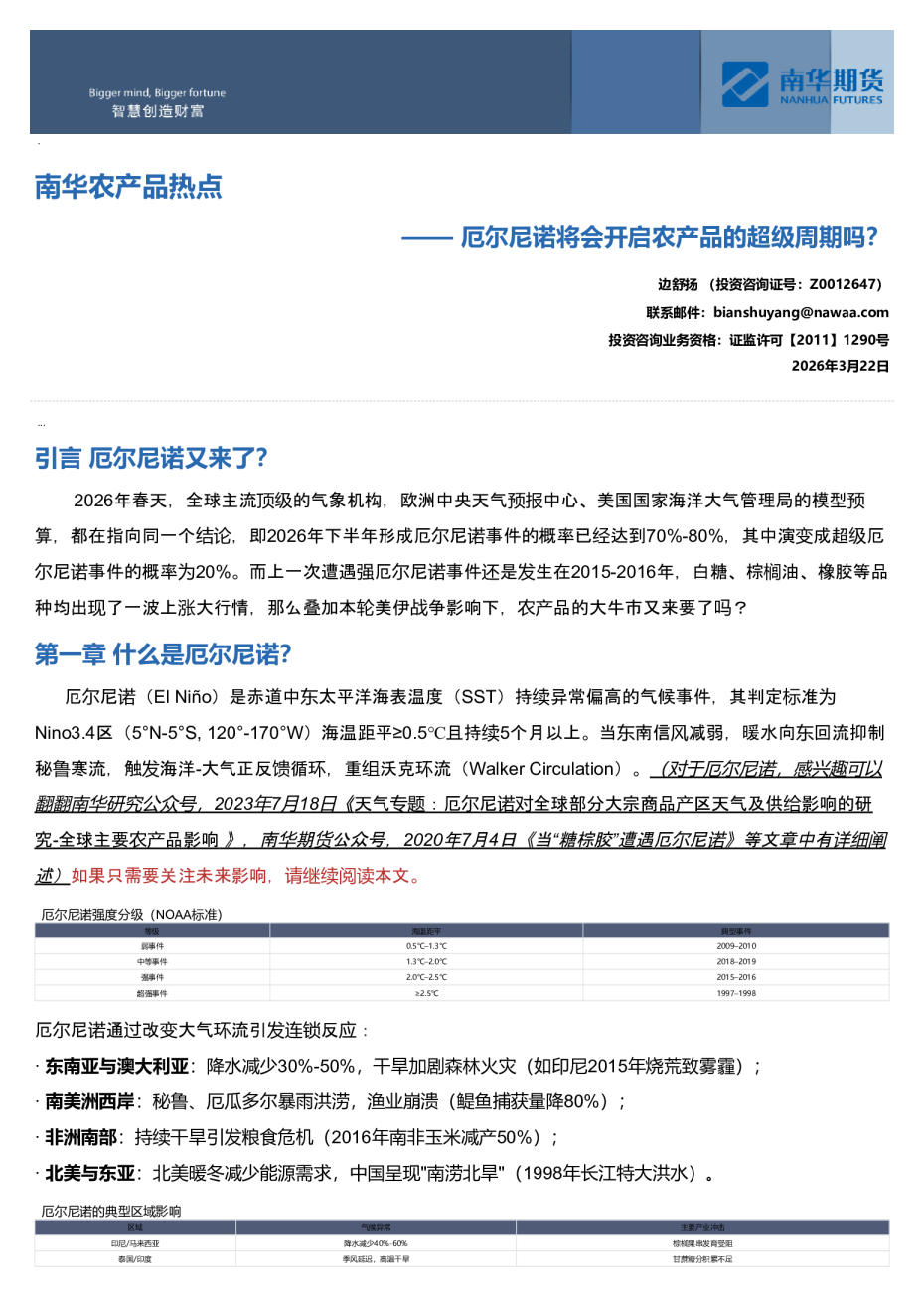 厄尔尼诺将会开启农产品的超级周期吗?