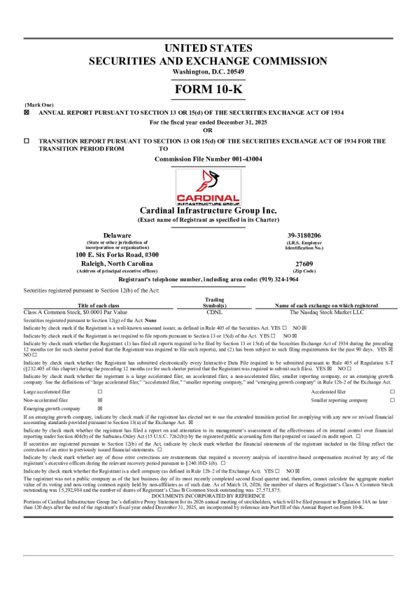 Cardinal Infrastructure Group Inc-A 2025年度报告