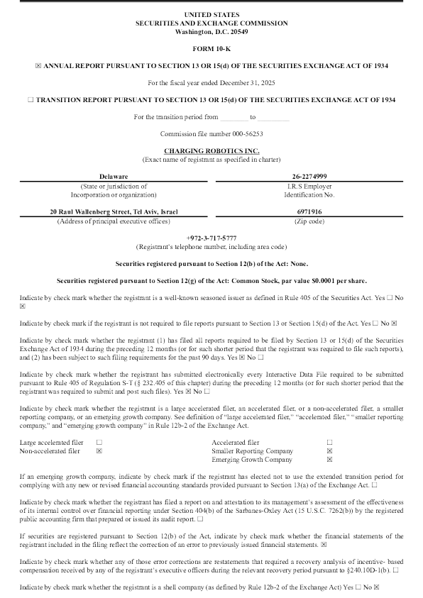 Charging Robotics Inc 2025年度报告