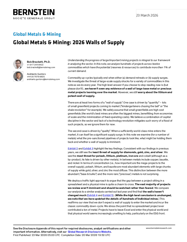 全球金属与矿业：2026年供应之墙