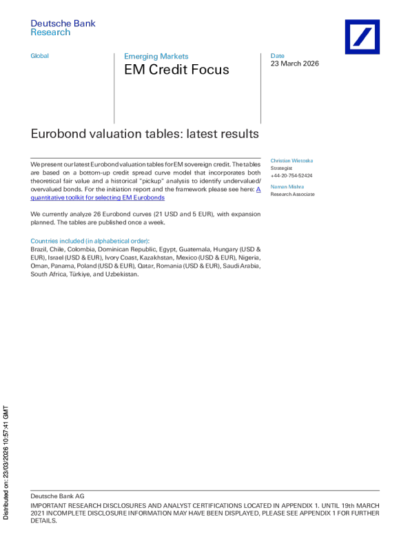 欧元债券估值表：最新结果