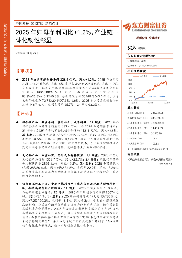 动态点评：2025年归母净利同比+1.2%，产业链一体化韧性彰显