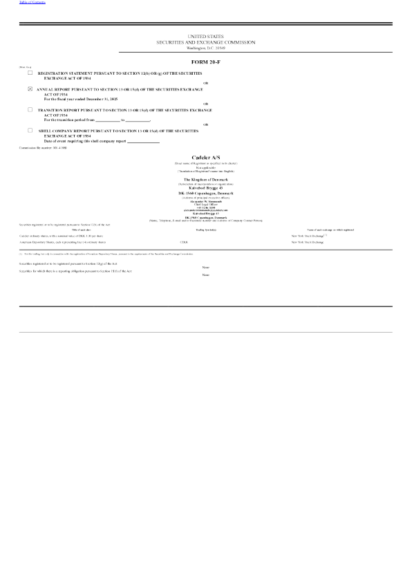 Cadeler AS ADR 2026年年度报告和过渡报告