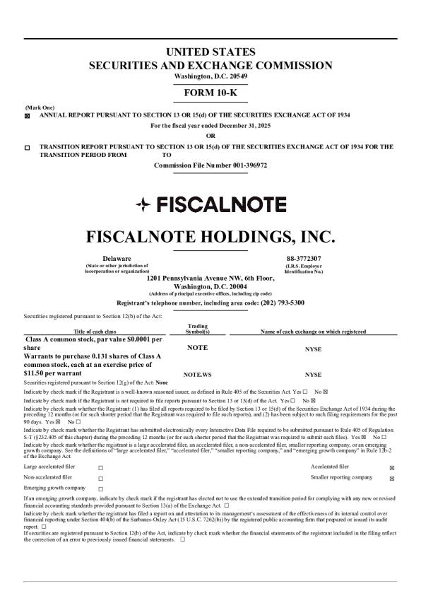 FiscalNote Holdings Inc-A 2025年度报告