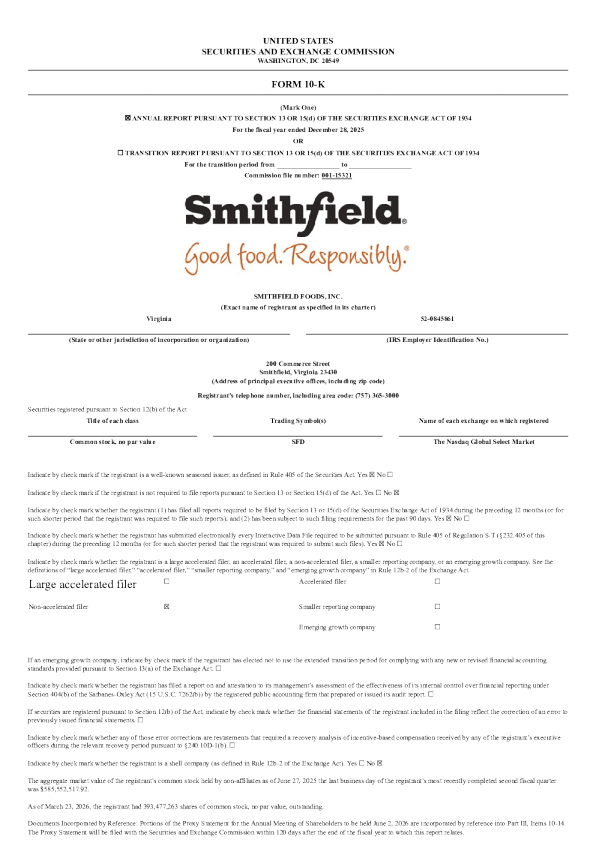 史密斯菲德食品 2025年度报告