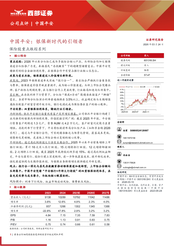 保险股重点跟踪系列:银保新时代的引领者