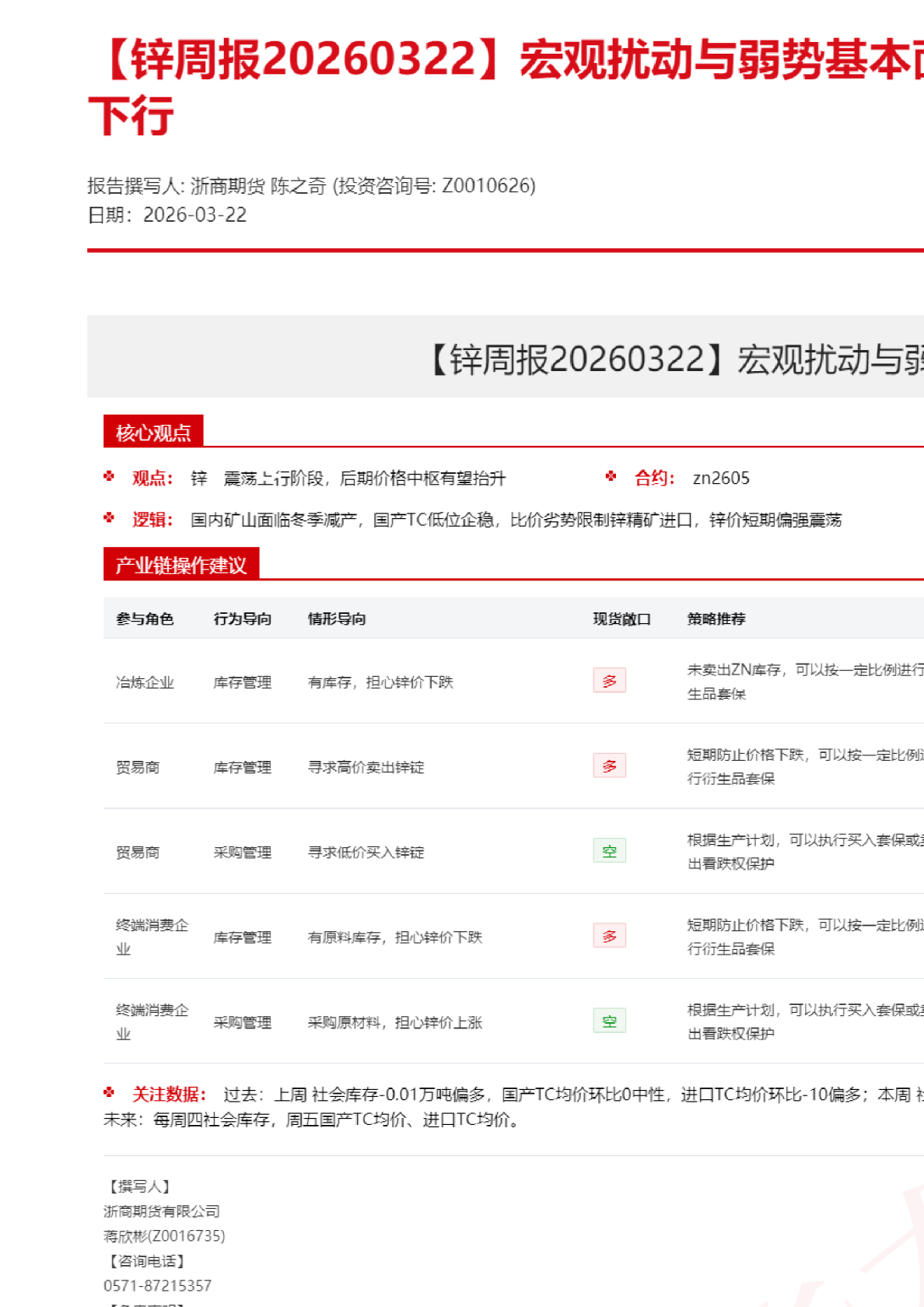 宏观扰动与弱势基本面共振，锌价强势破位下行