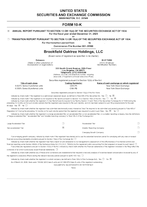Brookfield Oaktree Holdings LLC Series A Pfd 2025年度报告