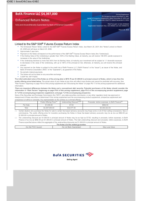 美国银行美股招股说明书(2026-03-24版)