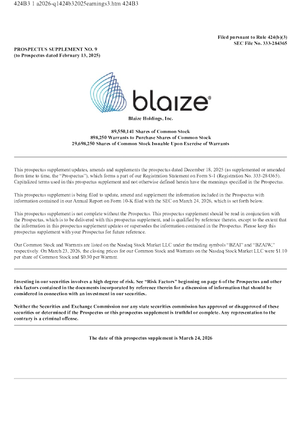Blaize Holdings Inc美股招股说明书(2026-03-24版)