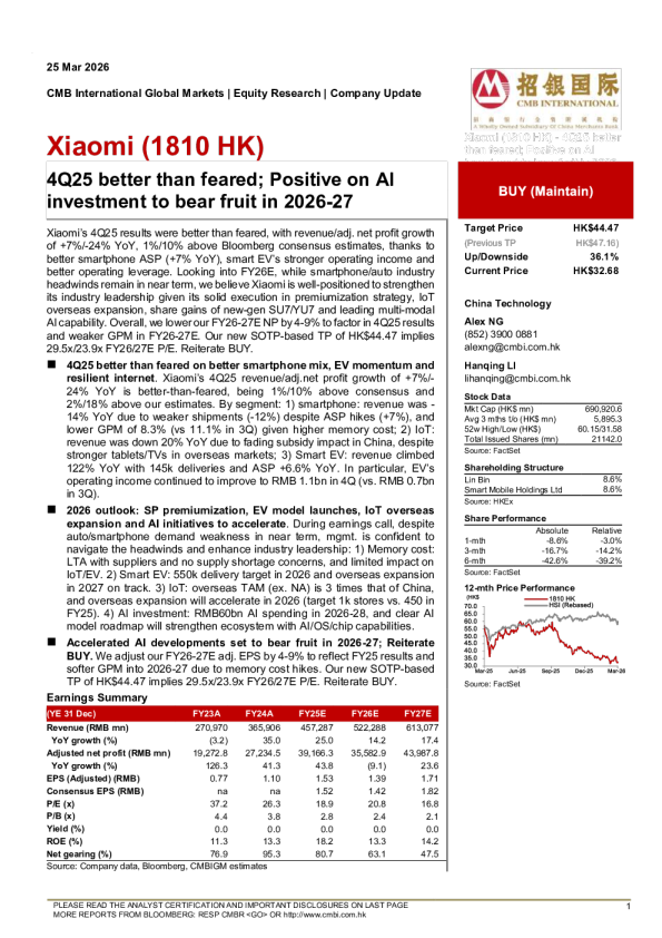 4Q25 better than feared; Positive on AI investment to bear fruit in 2026-27
