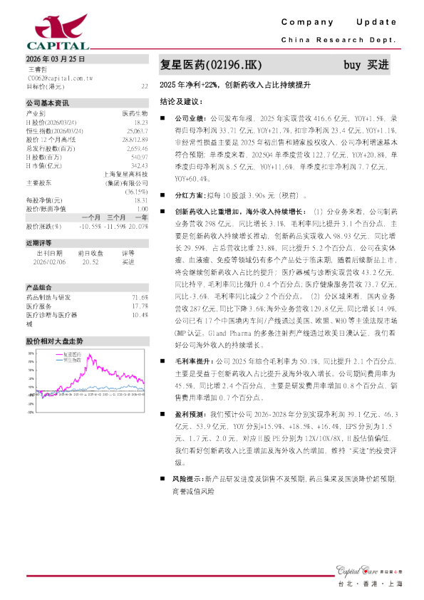 2025年净利+22%，创新药收入占比持续提升