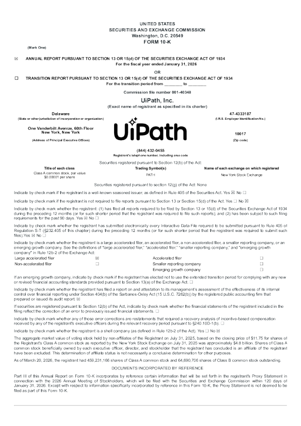 UiPath Inc-A 2025年度报告
