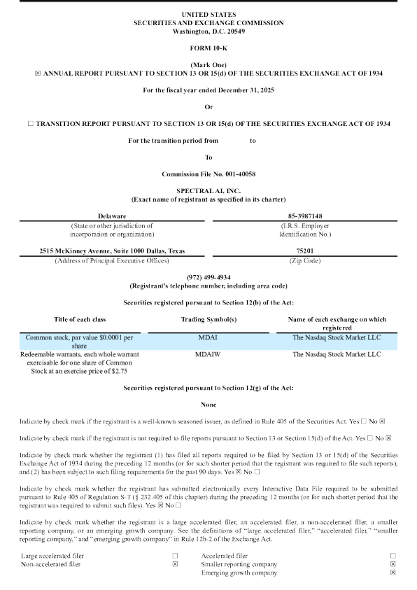 Spectral AI Inc 2025年度报告