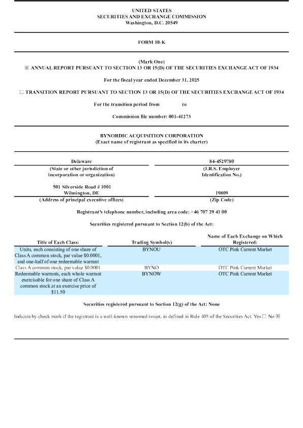 byNordic Acquisition Corp-A 2025年度报告