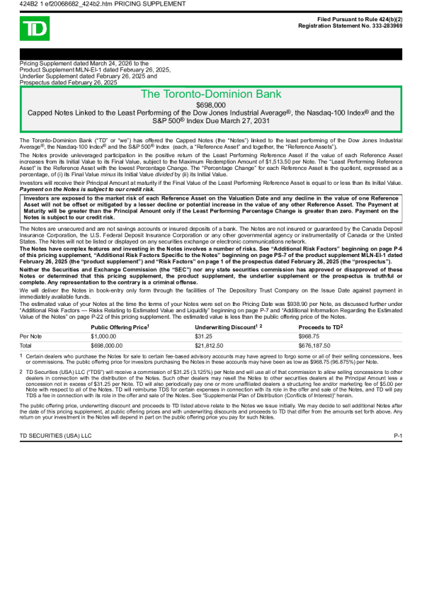 道明银行美股招股说明书(2026-03-25版)