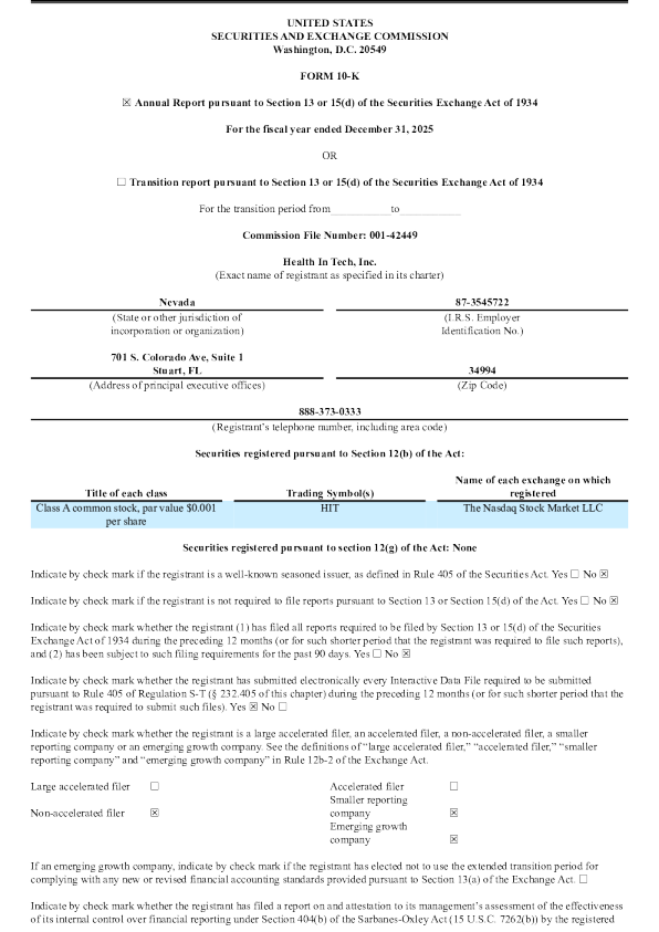 Health In Tech Inc-A 2025年度报告