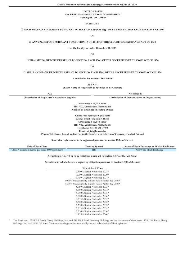 JBS NV-A 2026年年度报告和过渡报告