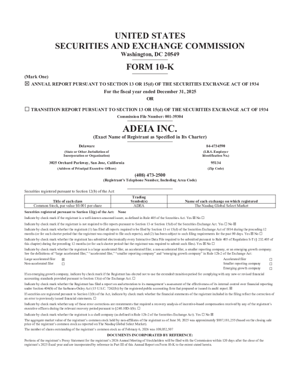 Adeia Inc 2025年度报告