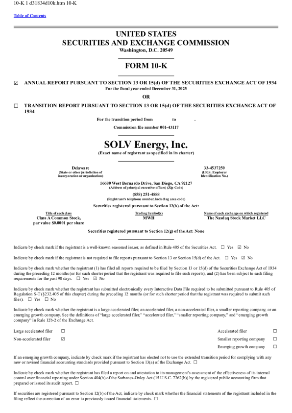SOLV Energy Inc-A 2025年度报告